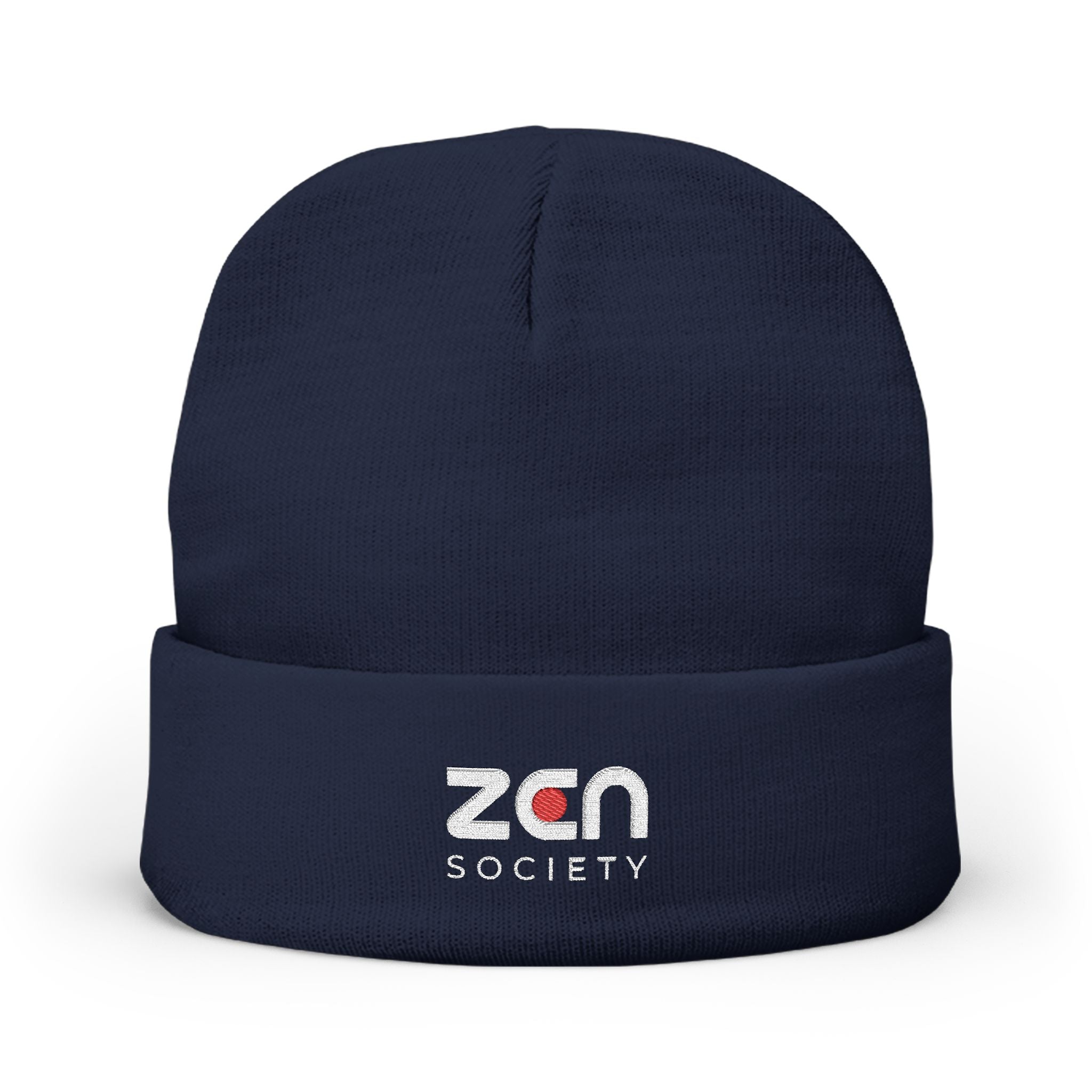 Embroidered 'zan society' Knit Beanie — Cozy Winter Logo Hat