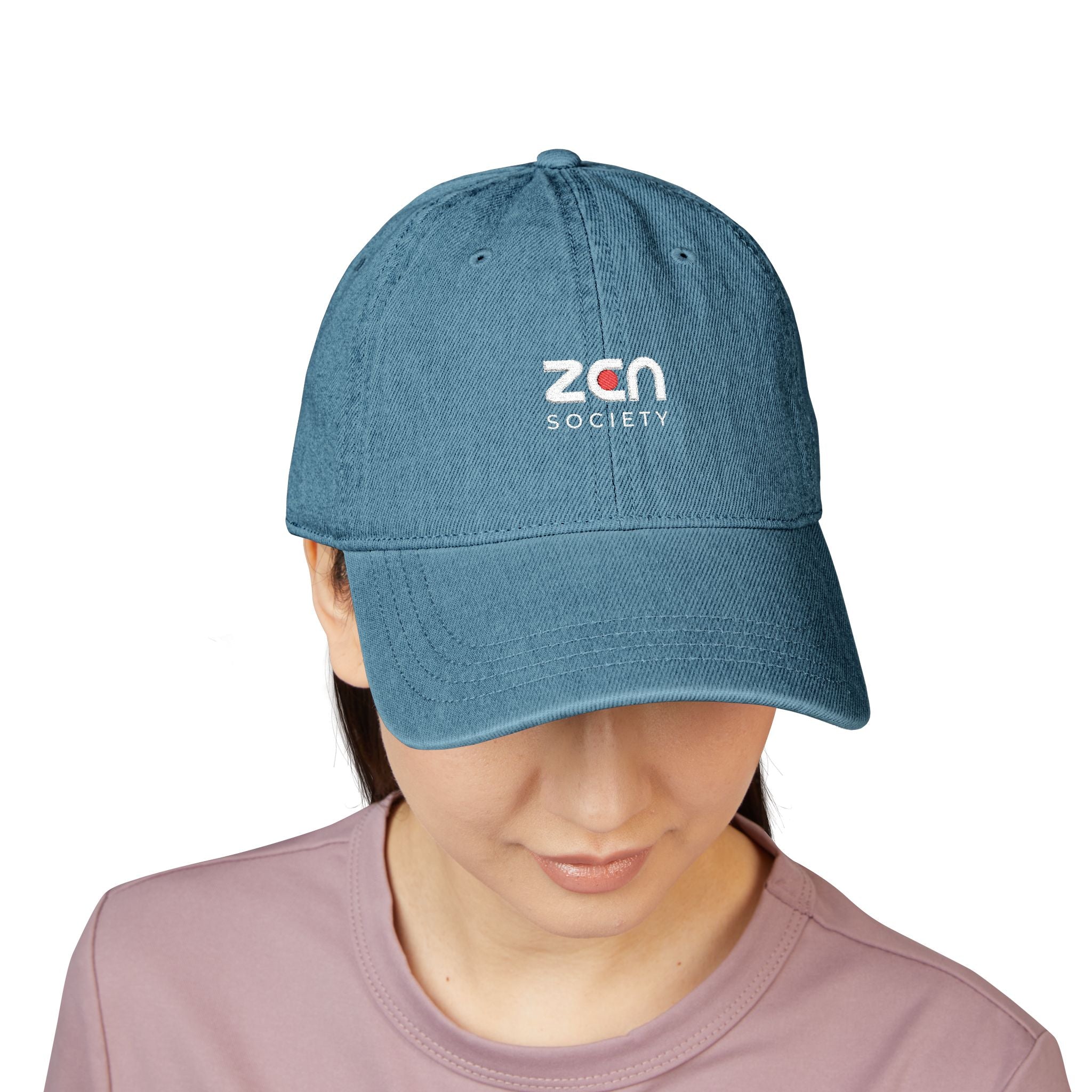 Embroidered ZEN Society Denim Hat — Black Dad Cap