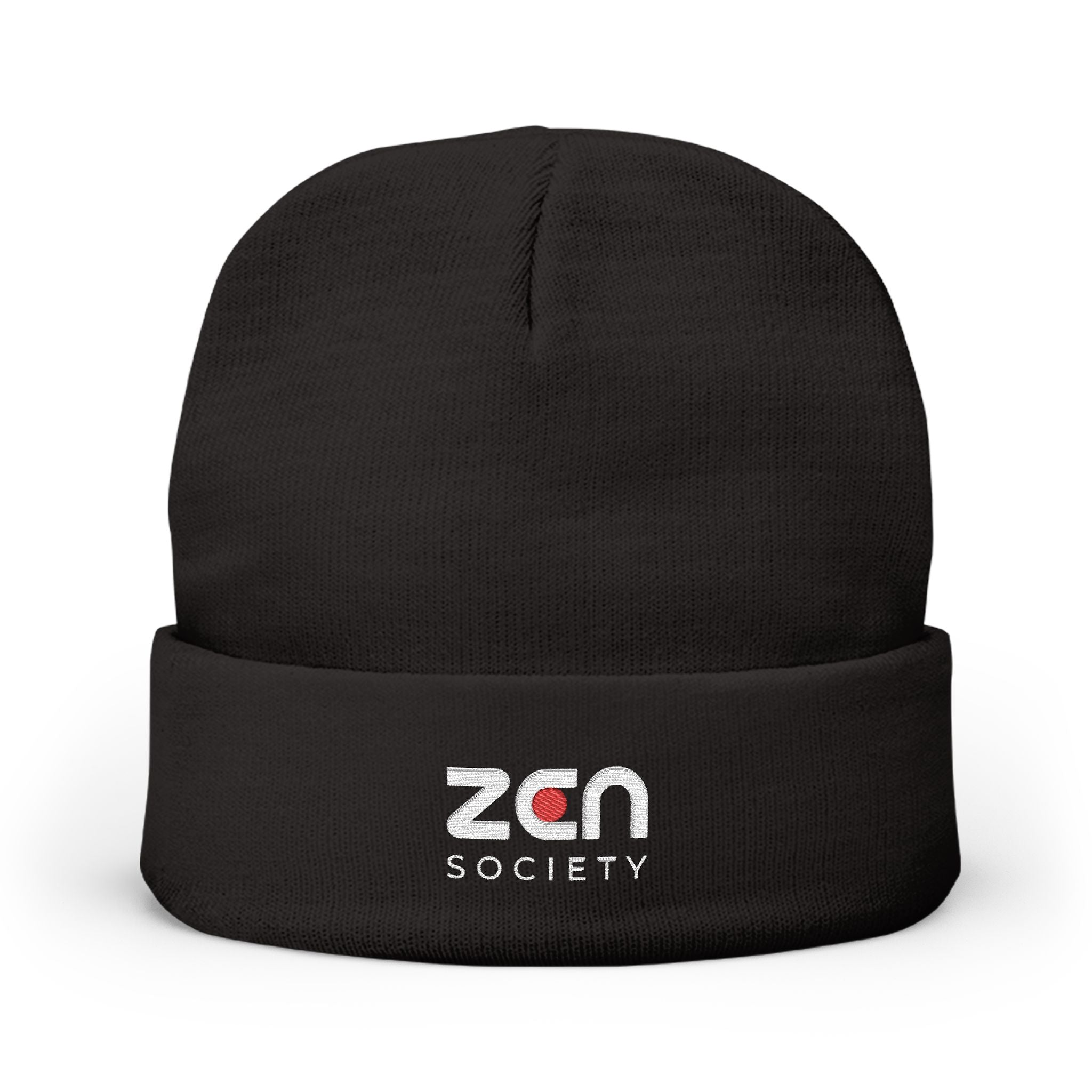 Embroidered 'zan society' Knit Beanie — Cozy Winter Logo Hat