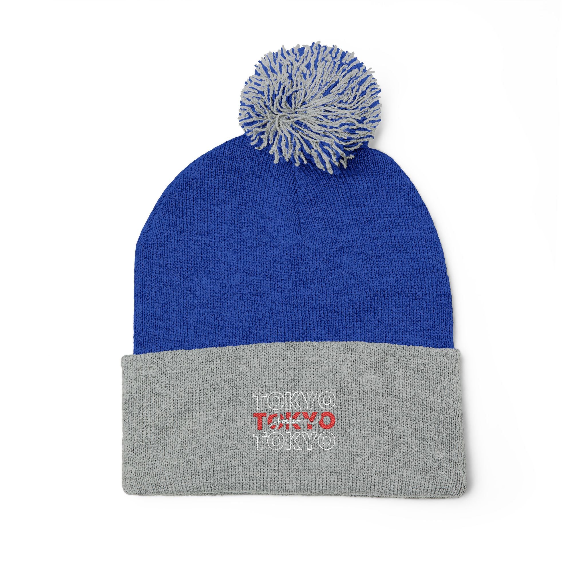 Embroidered 'Tokyo' Pom-Pom Knit Beanie – Cozy Travel & Winter Hat