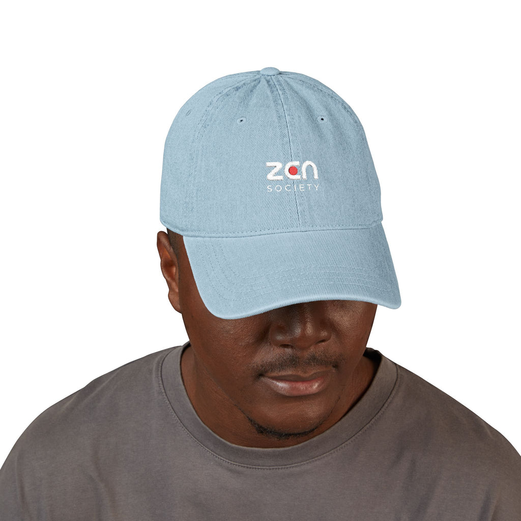 Embroidered ZEN Society Denim Hat — Black Dad Cap
