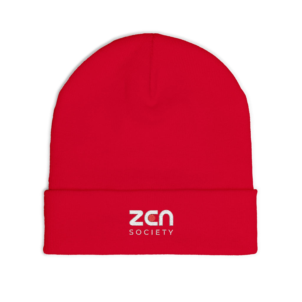 Embroidered 'zan society' Knit Beanie — Cozy Winter Logo Hat