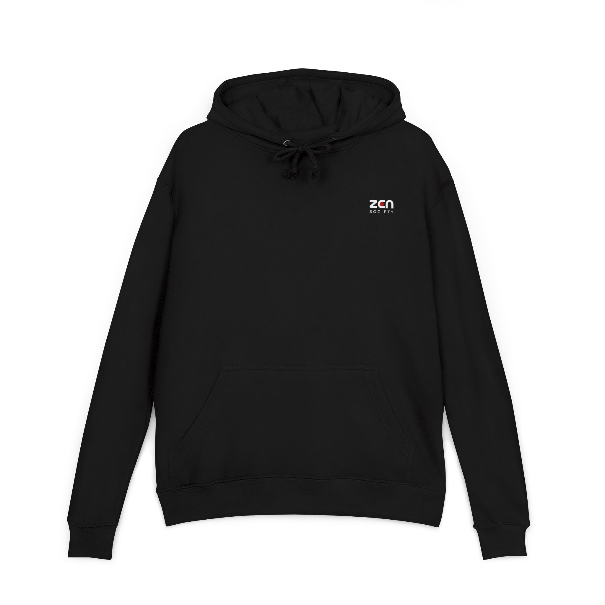 Minimalist ZCN Logo Hoodie — Unisex Black French Terry Pullover