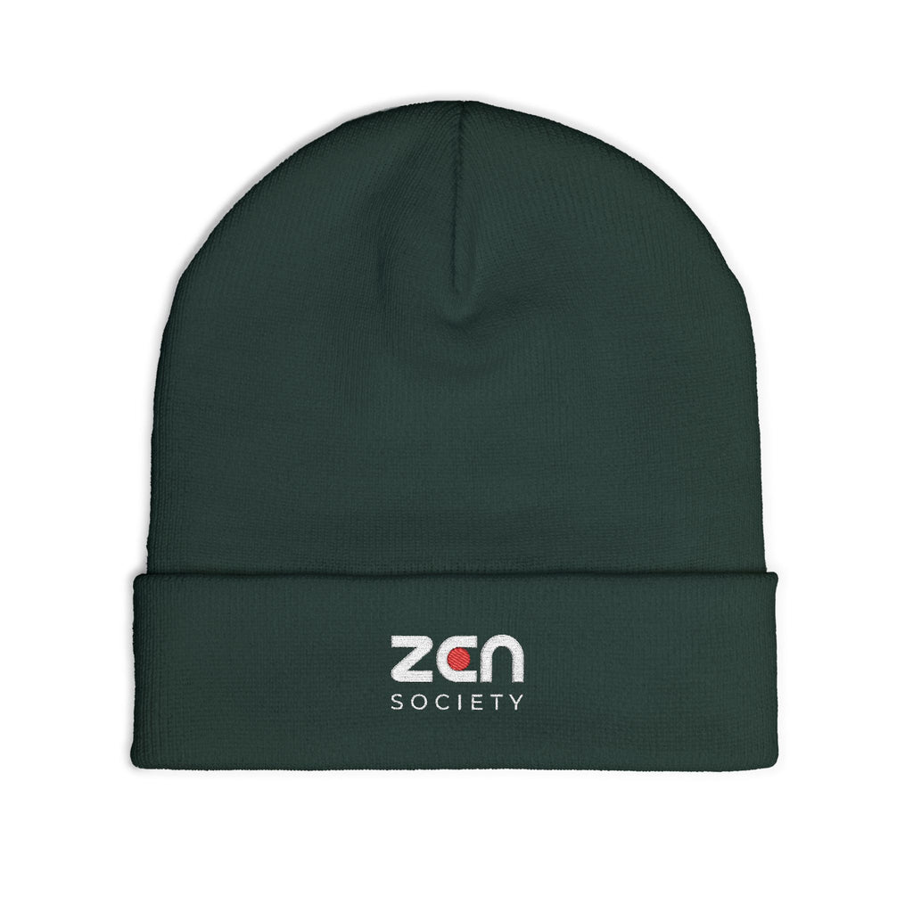 Embroidered 'zan society' Knit Beanie — Cozy Winter Logo Hat