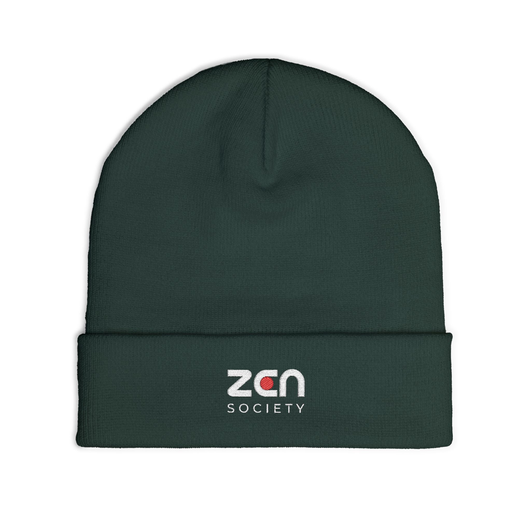 Embroidered 'zan society' Knit Beanie — Cozy Winter Logo Hat