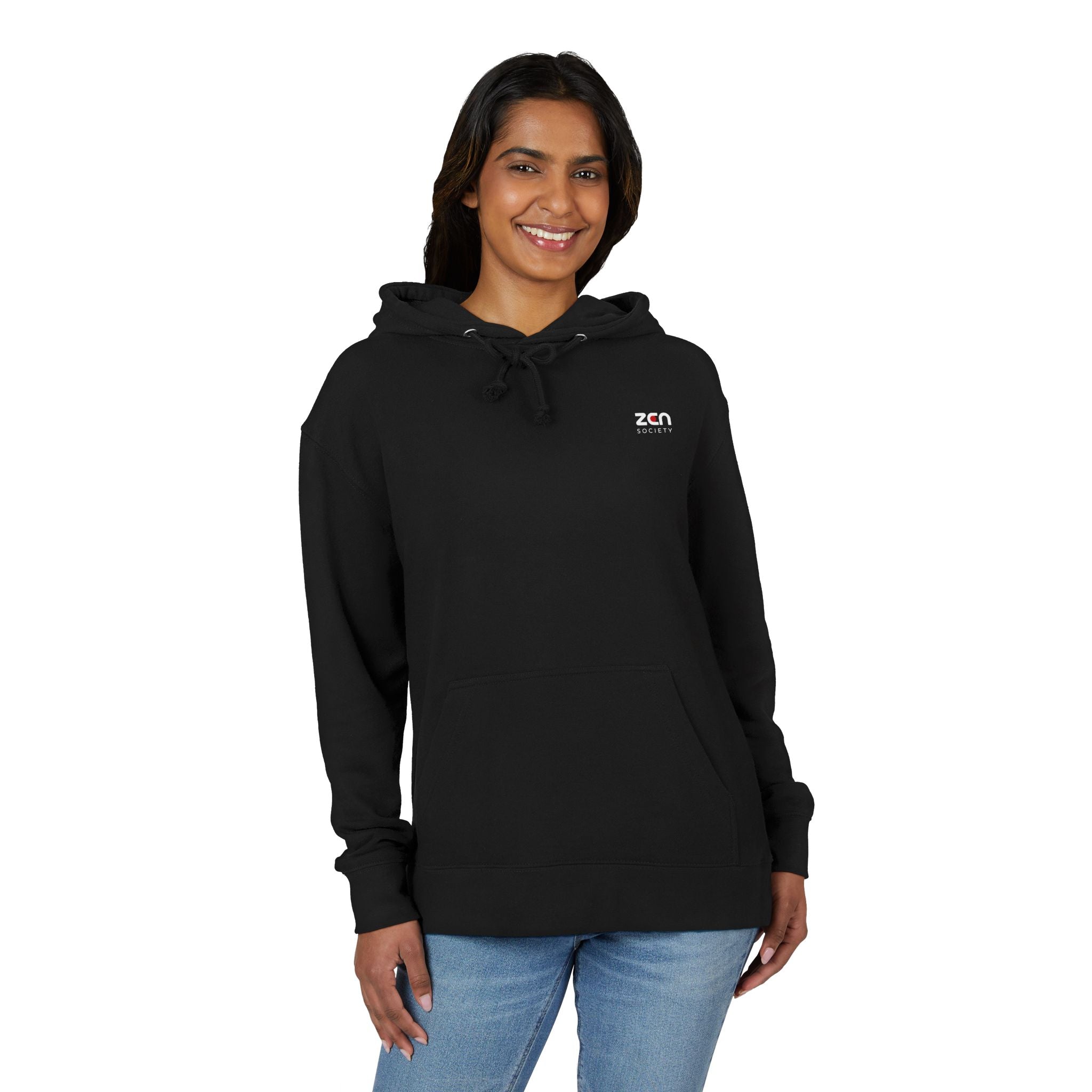 Minimalist ZCN Logo Hoodie — Unisex Black French Terry Pullover