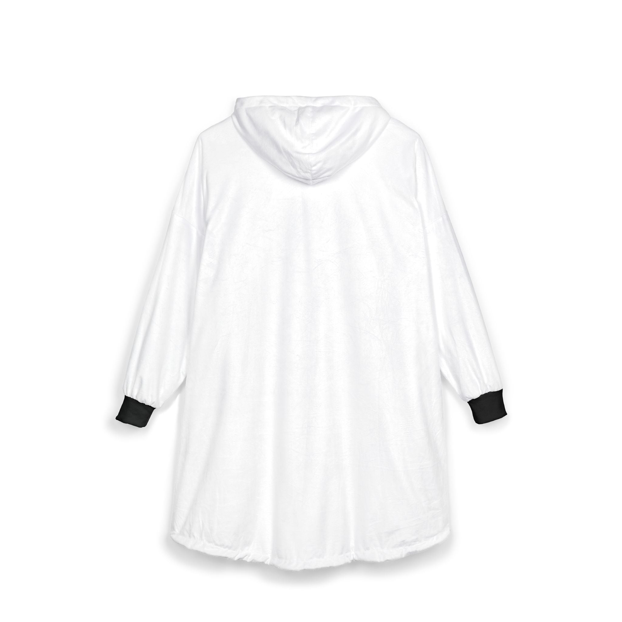 Hooded Blanket — Minimal Black Calligraphy Cozy Wearable Throw