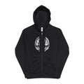 Green Minimal Crescent Zip-Up Hoodie — Simple Moon Graphic Fleece Jacket