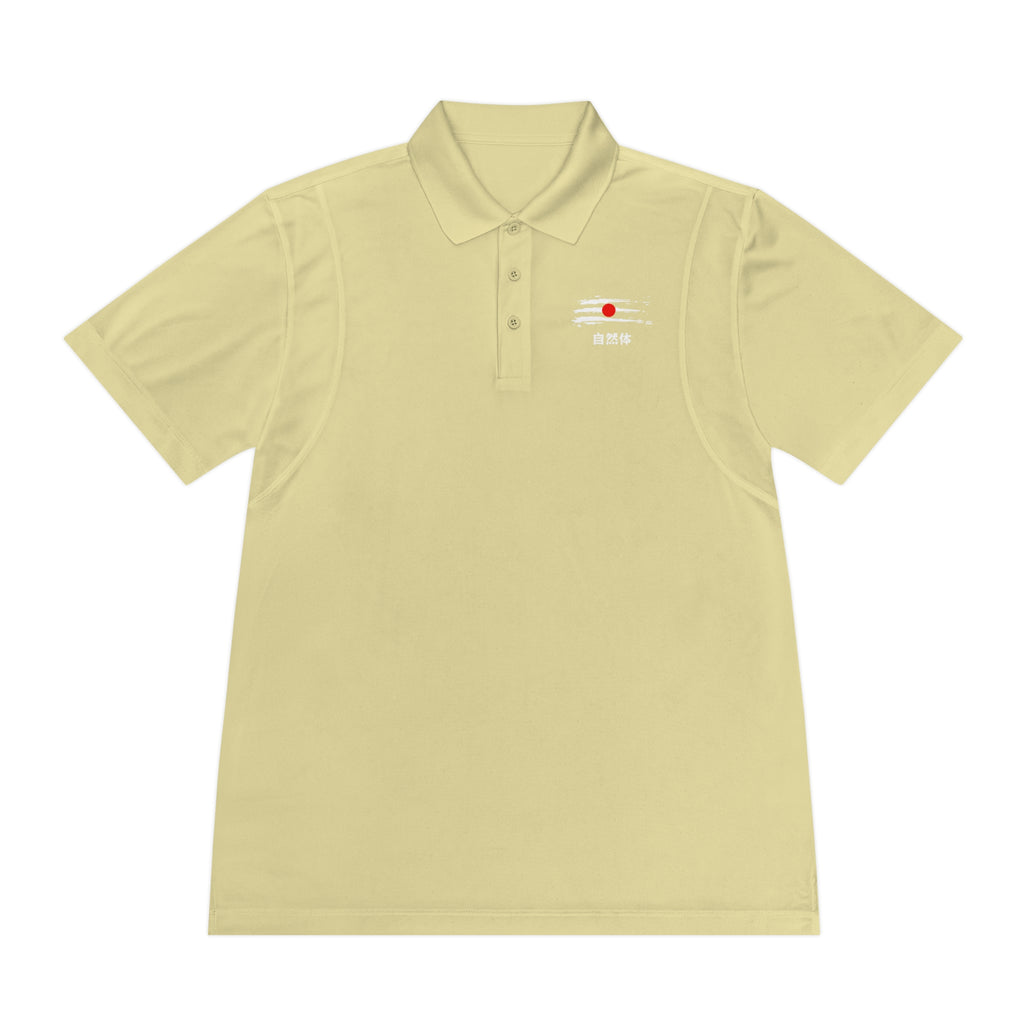 Men's White Sport Polo Shirt — Minimal Red Dot Chest Logo
