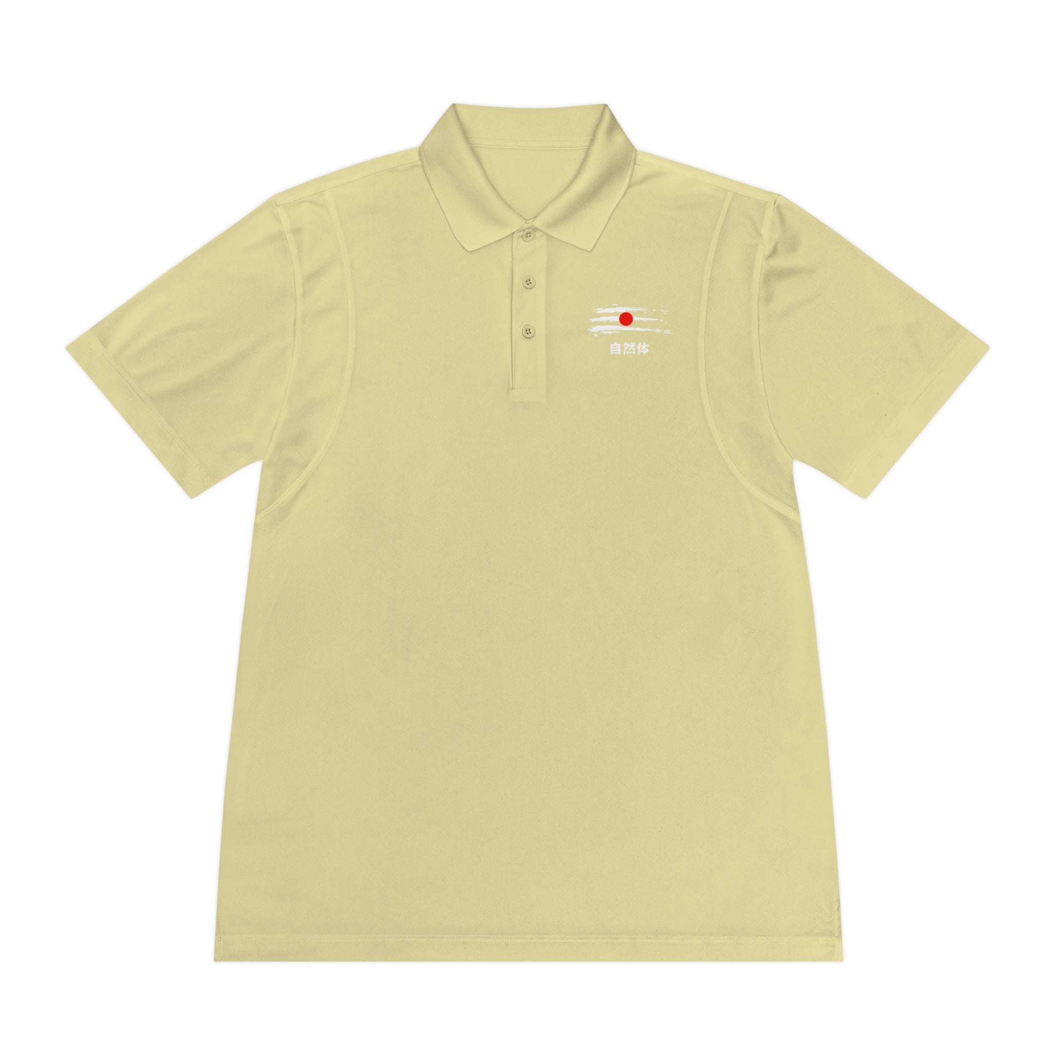 Men's White Sport Polo Shirt — Minimal Red Dot Chest Logo