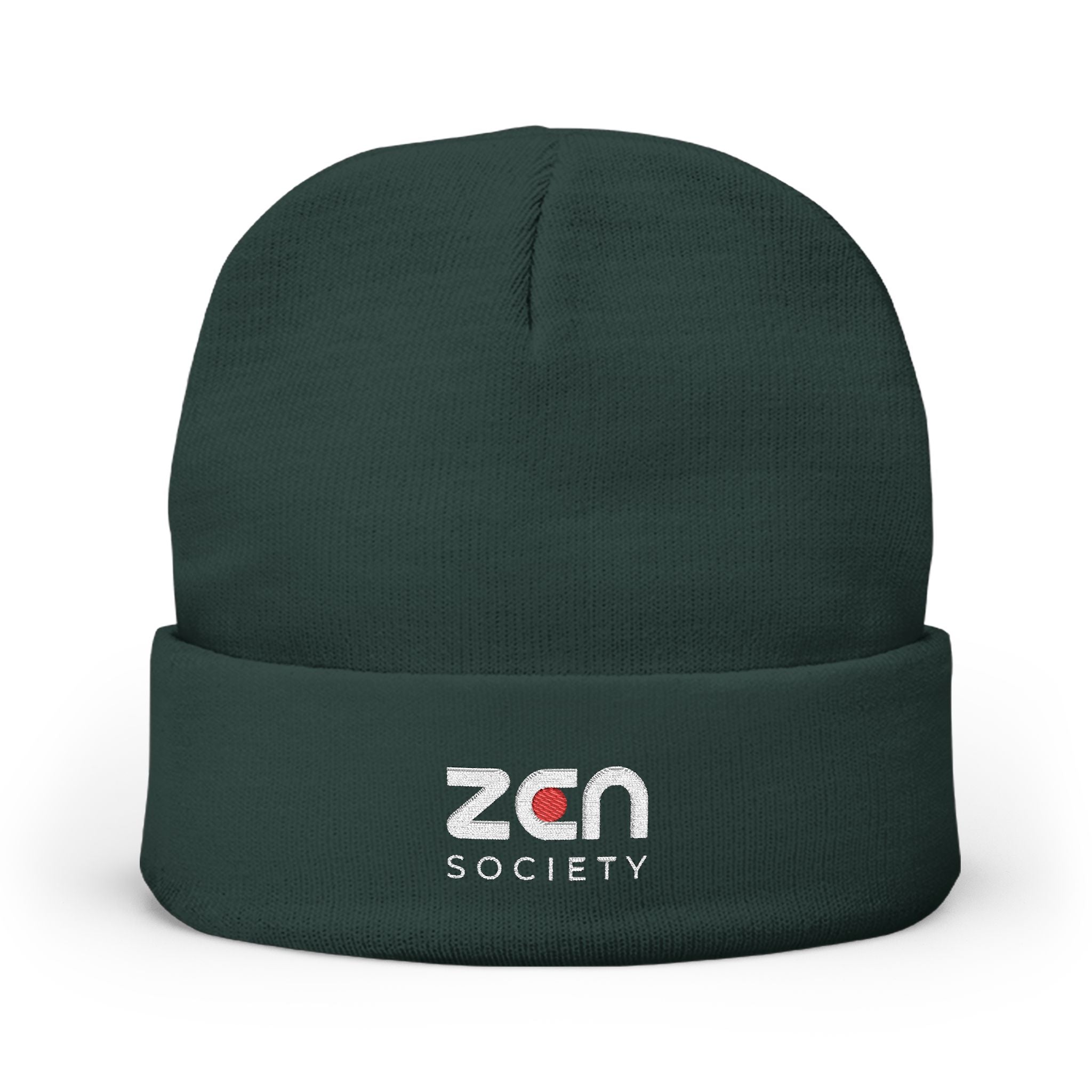 Embroidered 'zan society' Knit Beanie — Cozy Winter Logo Hat