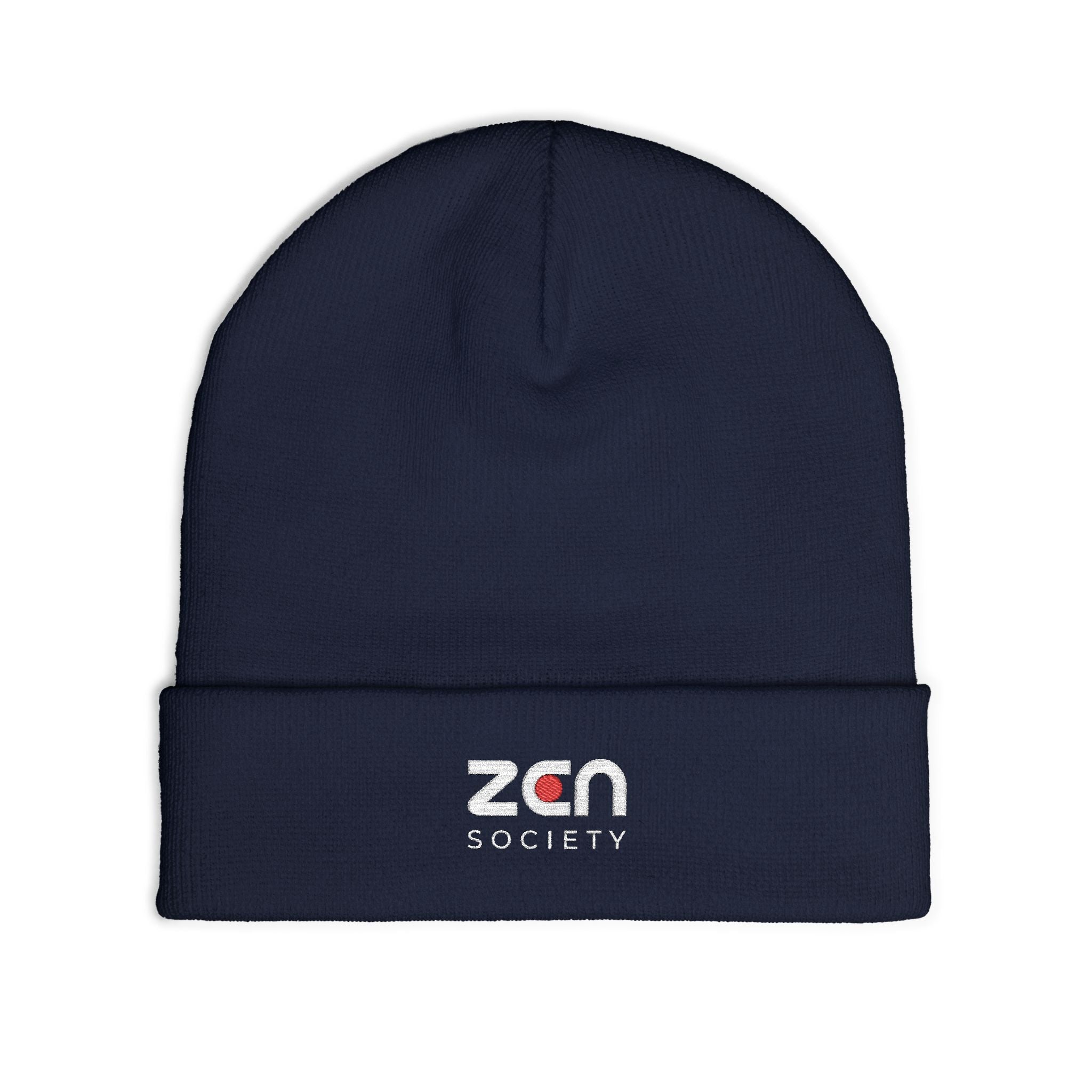 Embroidered 'zan society' Knit Beanie — Cozy Winter Logo Hat