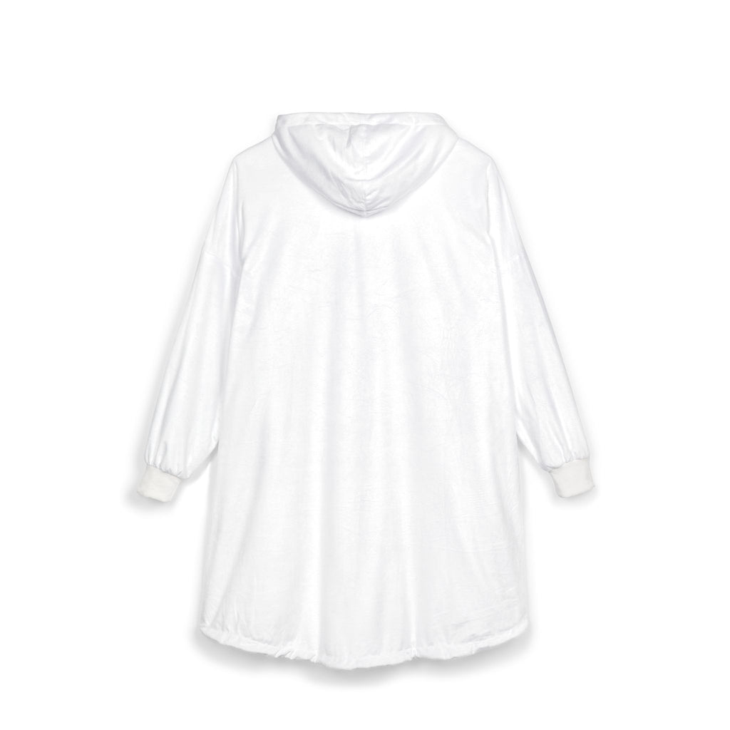 Hooded Blanket — Minimal Black Calligraphy Cozy Wearable Throw