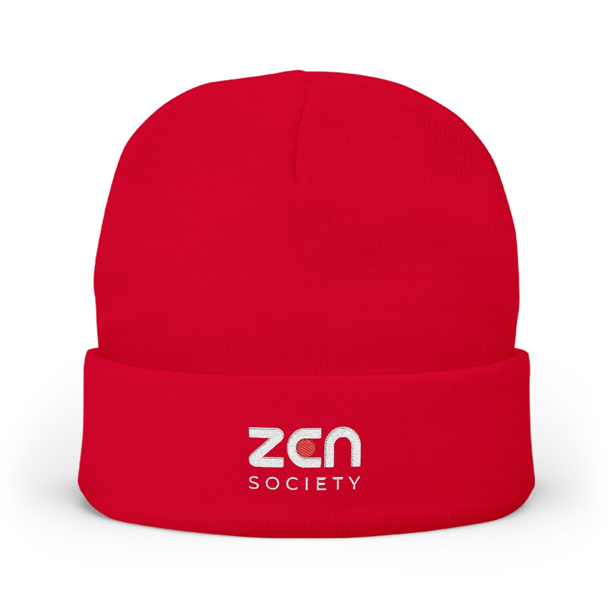 Embroidered 'zan society' Knit Beanie — Cozy Winter Logo Hat