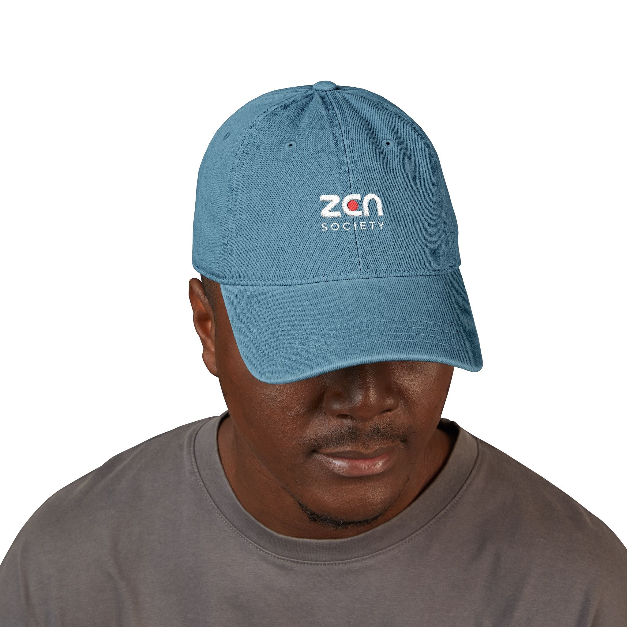 Embroidered ZEN Society Denim Hat — Black Dad Cap