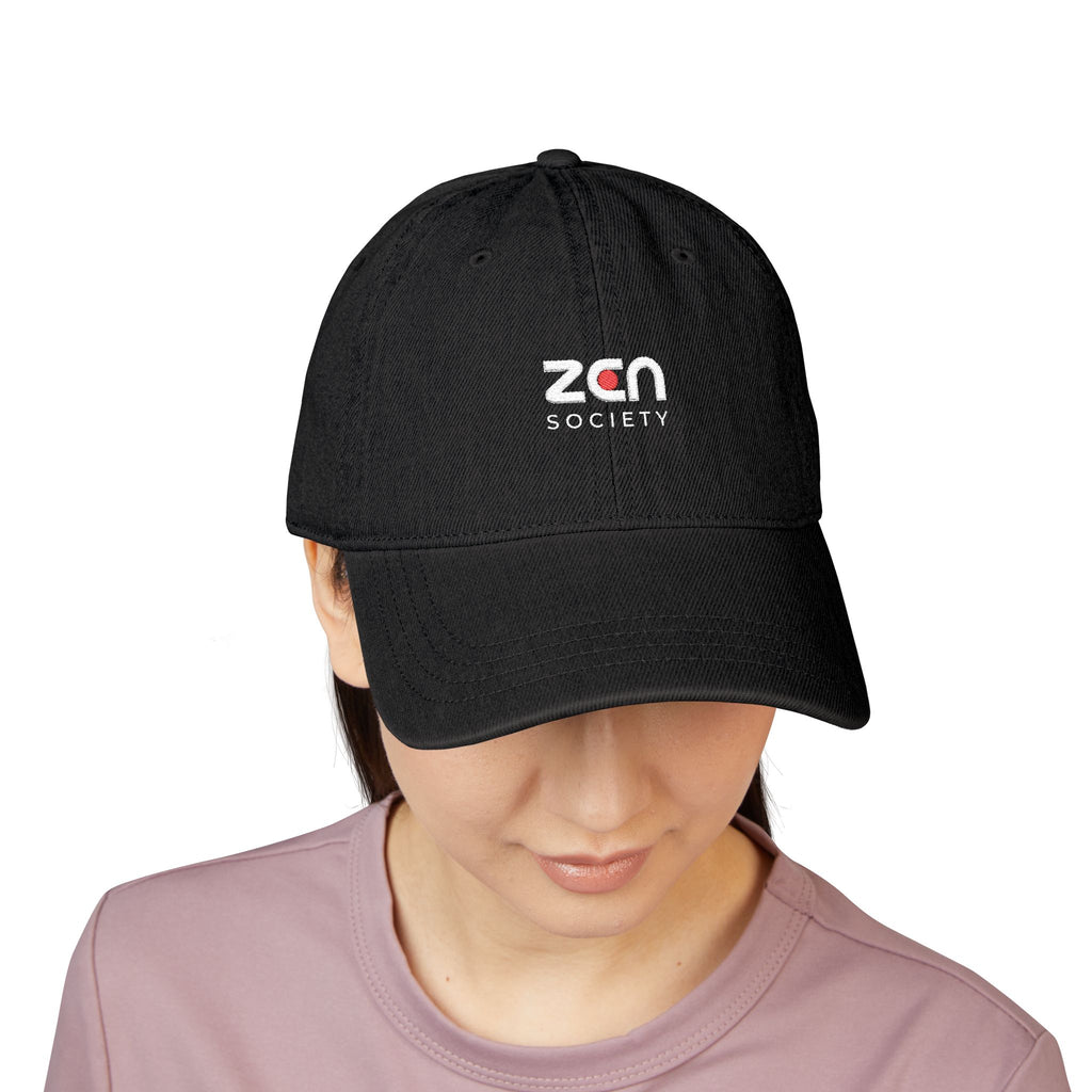 Embroidered ZEN Society Denim Hat — Black Dad Cap