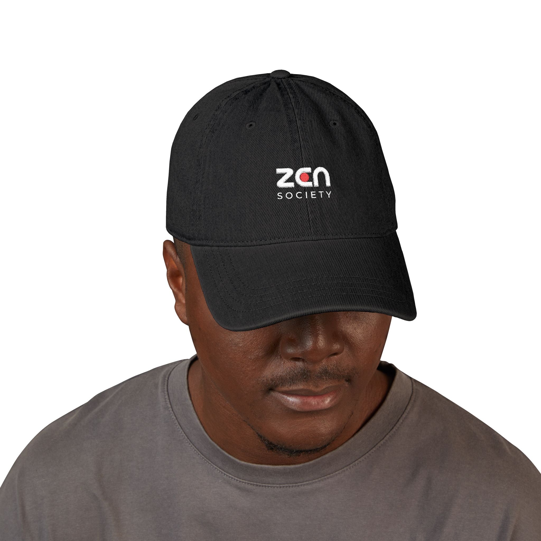 Embroidered ZEN Society Denim Hat — Black Dad Cap