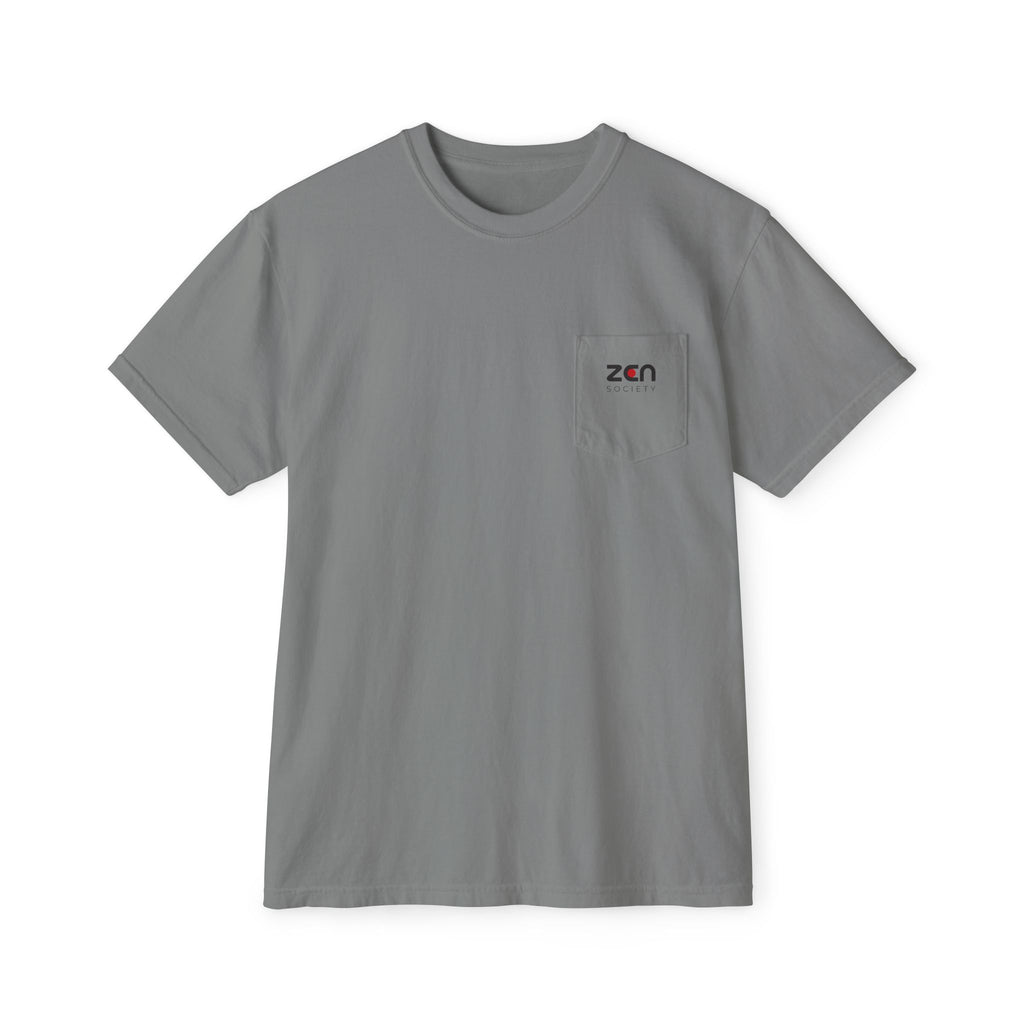 Zen Pocket T‑Shirt — Minimalist White Pocket Tee with Small 'ZEN' Logo